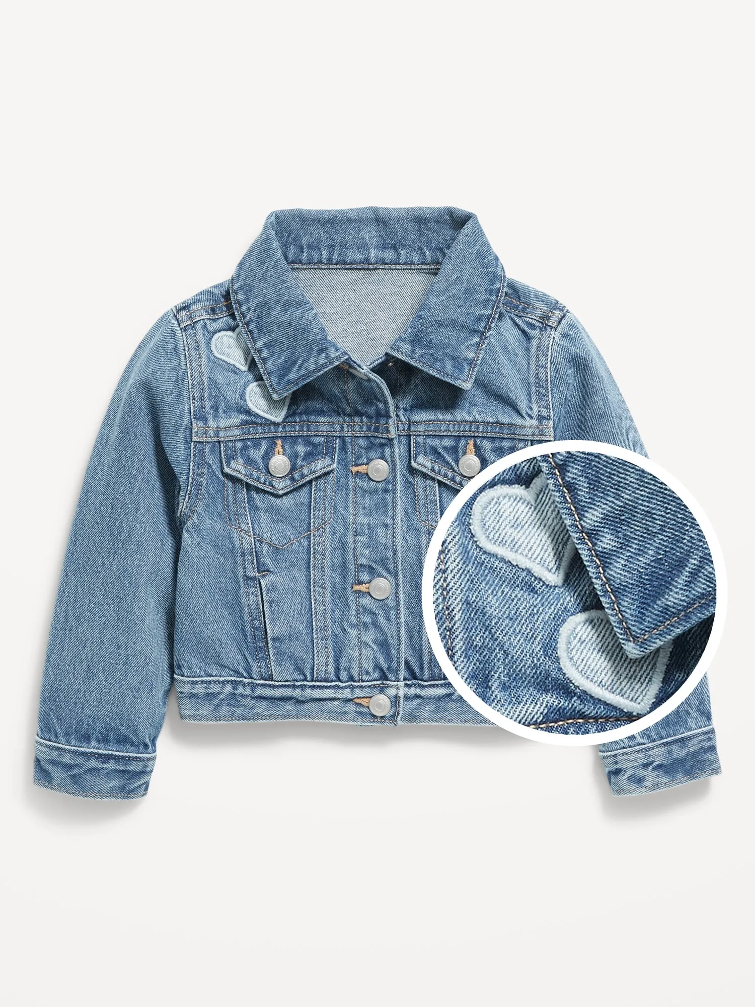 Embroidered Cropped Trucker Jean Jacket for Toddler Girls