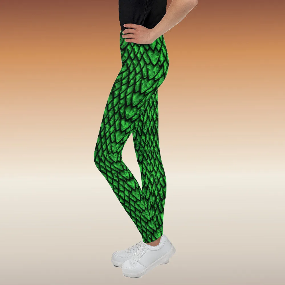 Emerald Dragon Scale Youth Leggings