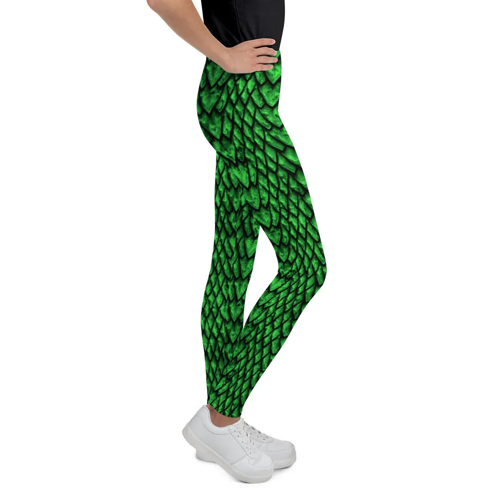 Emerald Dragon Scale Youth Leggings