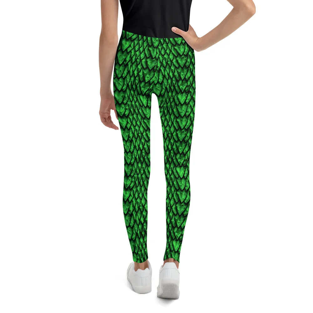 Emerald Dragon Scale Youth Leggings