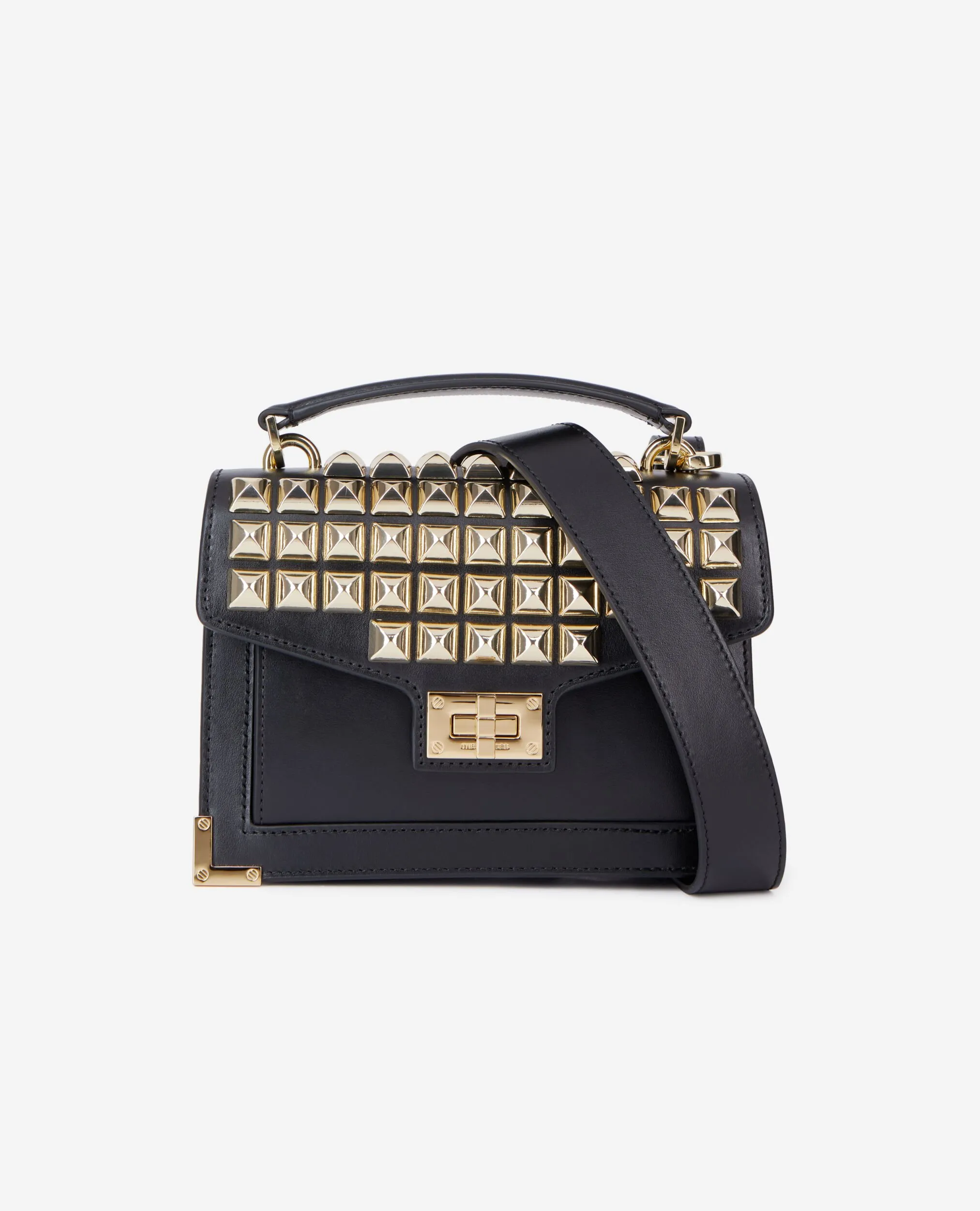 Emily small bag in black leather with spikes