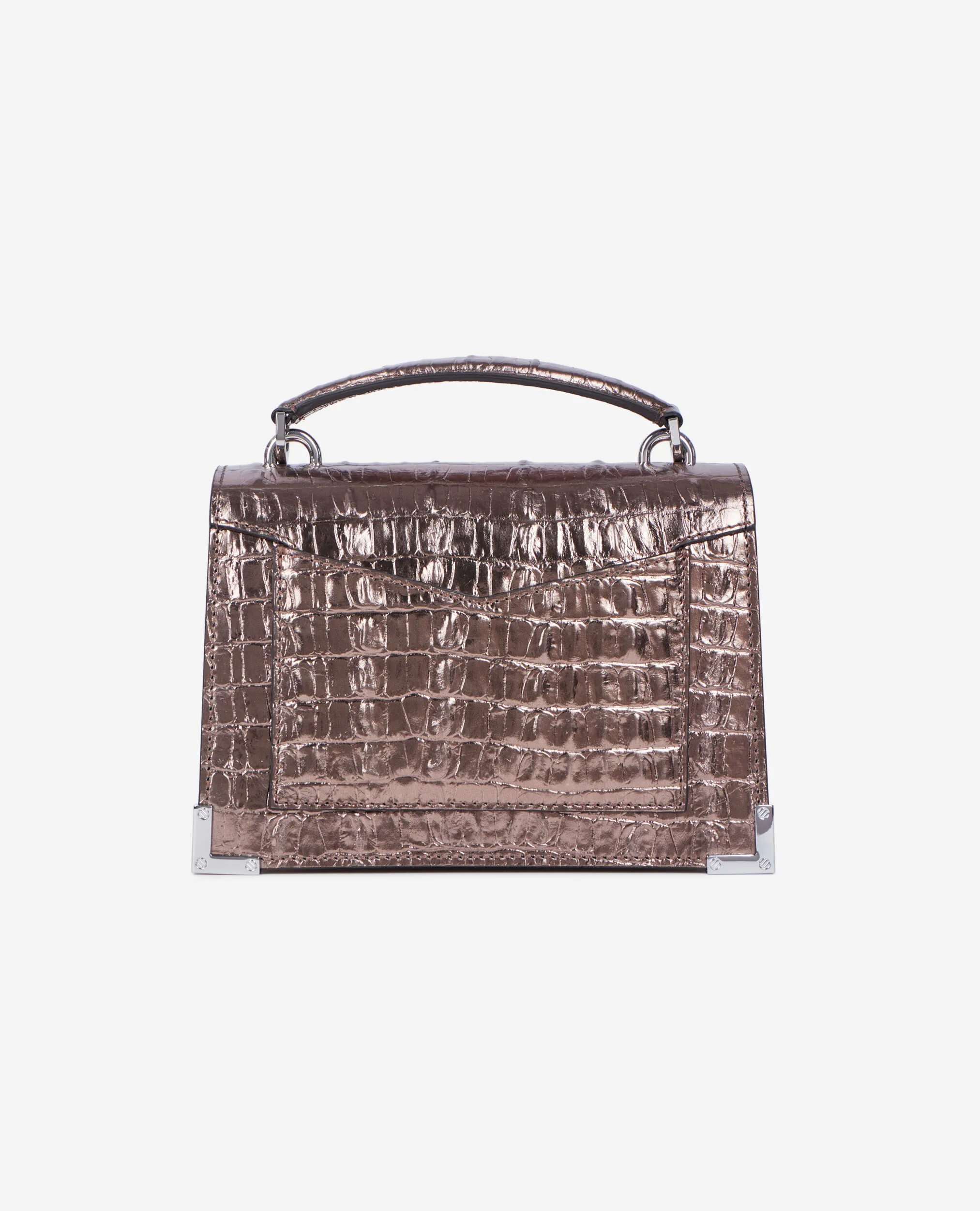 Emily small bag in pink crocodile-effect leather 