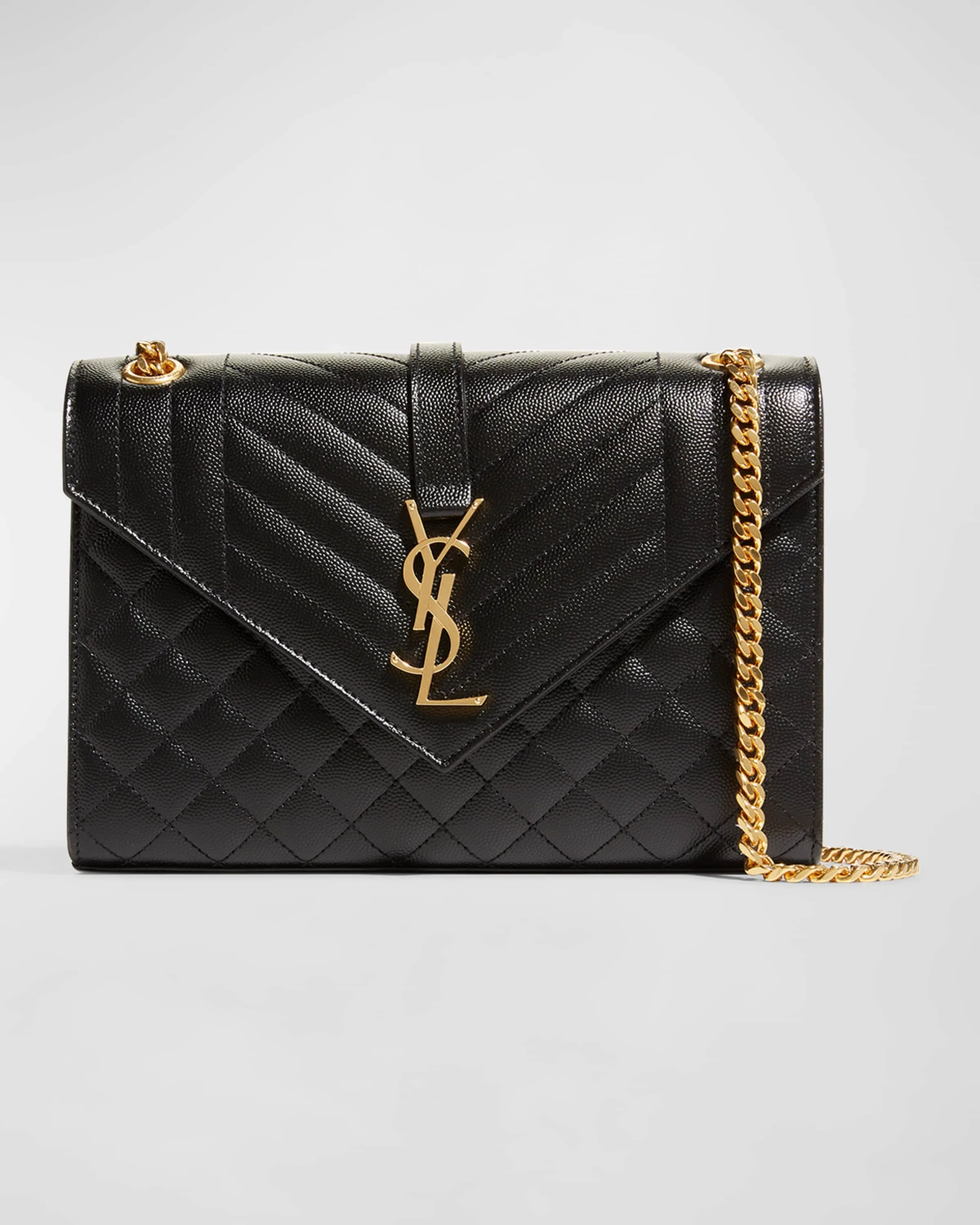 Envelope Triquilt Medium YSL Shoulder Bag in Grained Leather