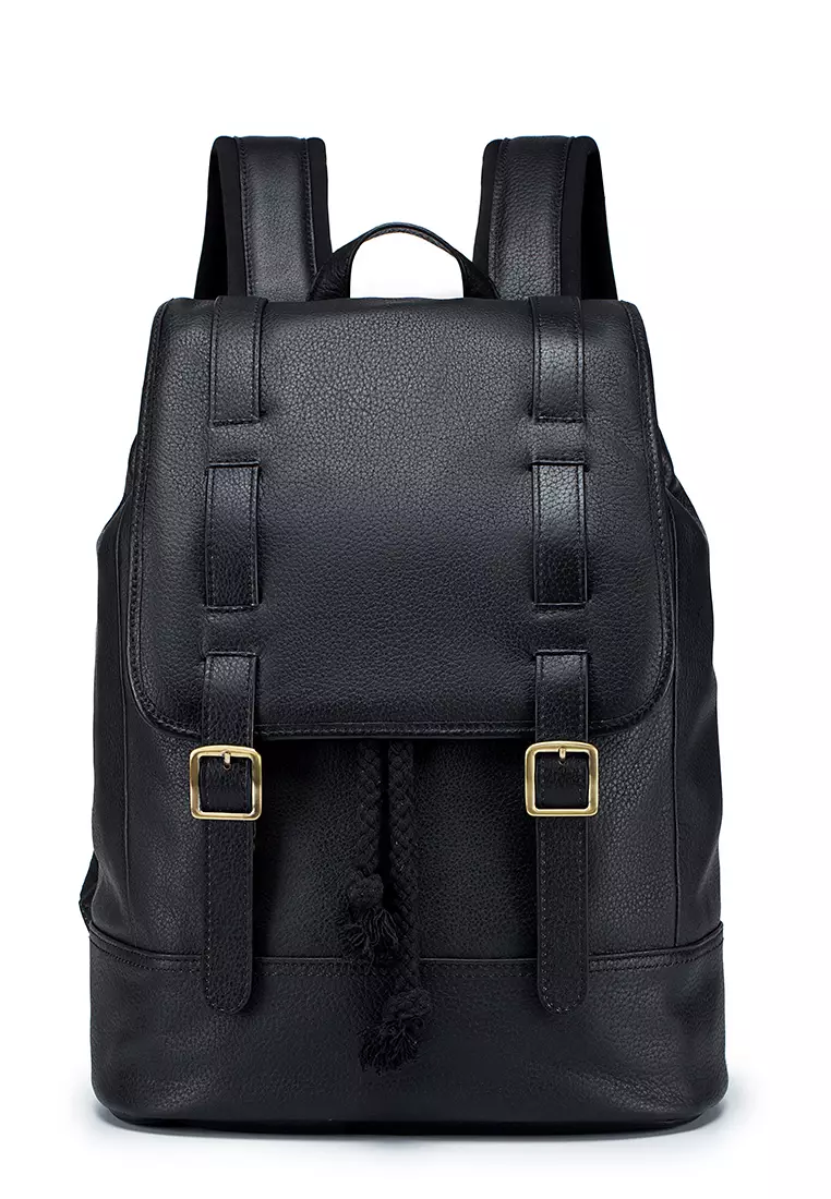 ENZODESIGN ENZODESIGN Pebble Cow Nappa Leather Flap Over Casual Backpack