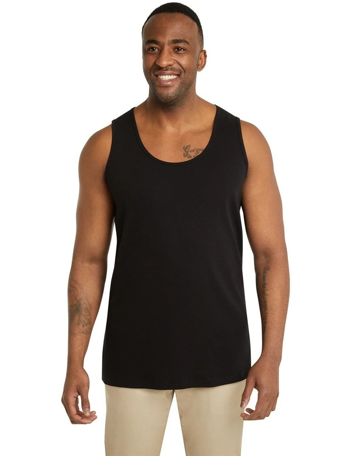 Essential Rib Tank in Black