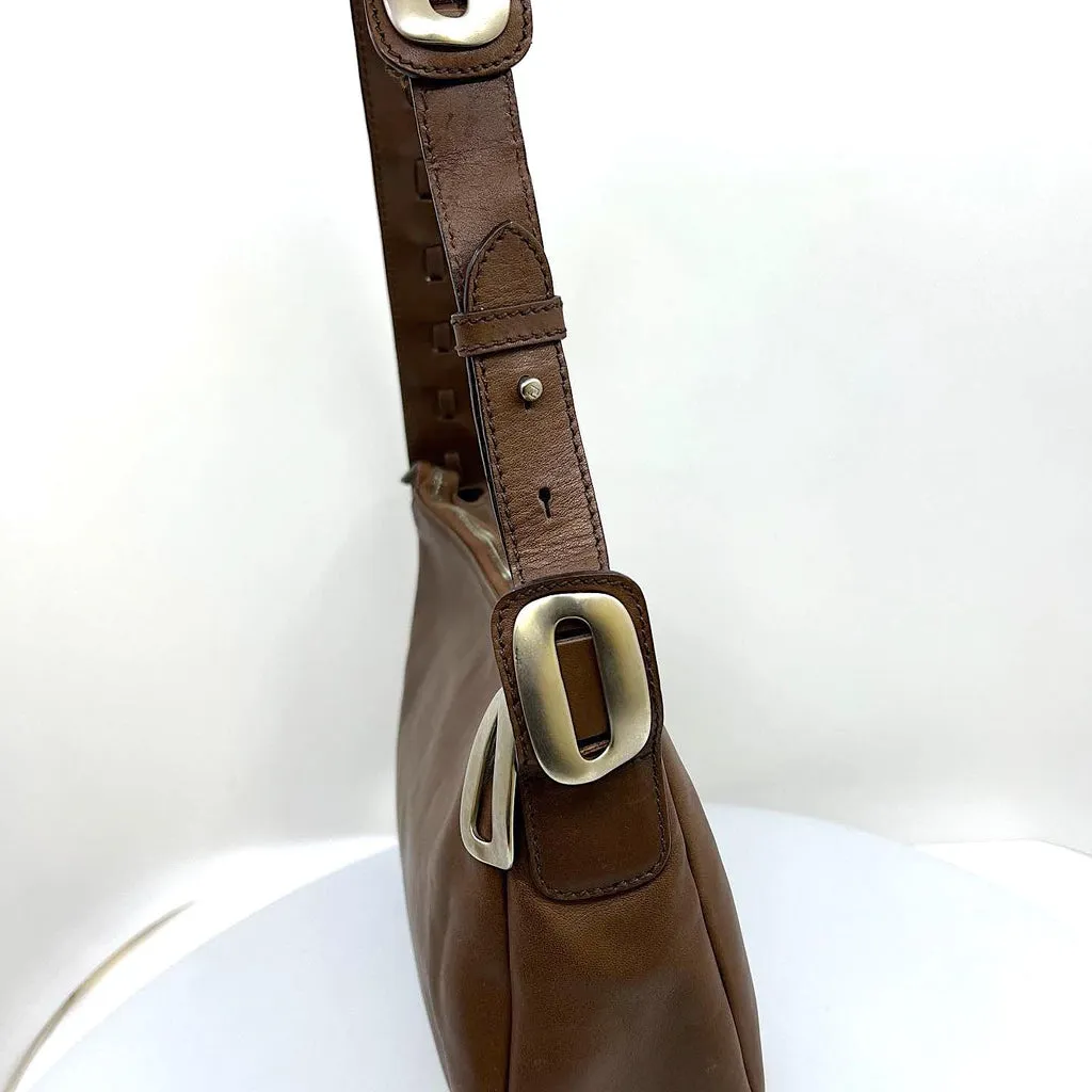 FENDI FF LEATHER CUBAN CHAIN STRAP HOBO BAG