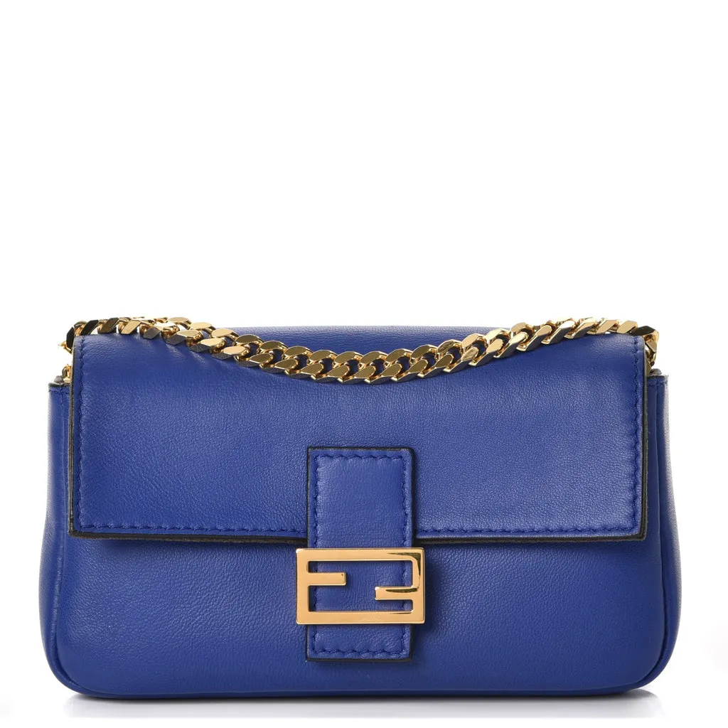 FENDI SHINY NAPPA LEATHER MICRO BAGUETTE BAG