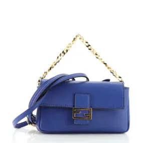 FENDI SHINY NAPPA LEATHER MICRO BAGUETTE BAG