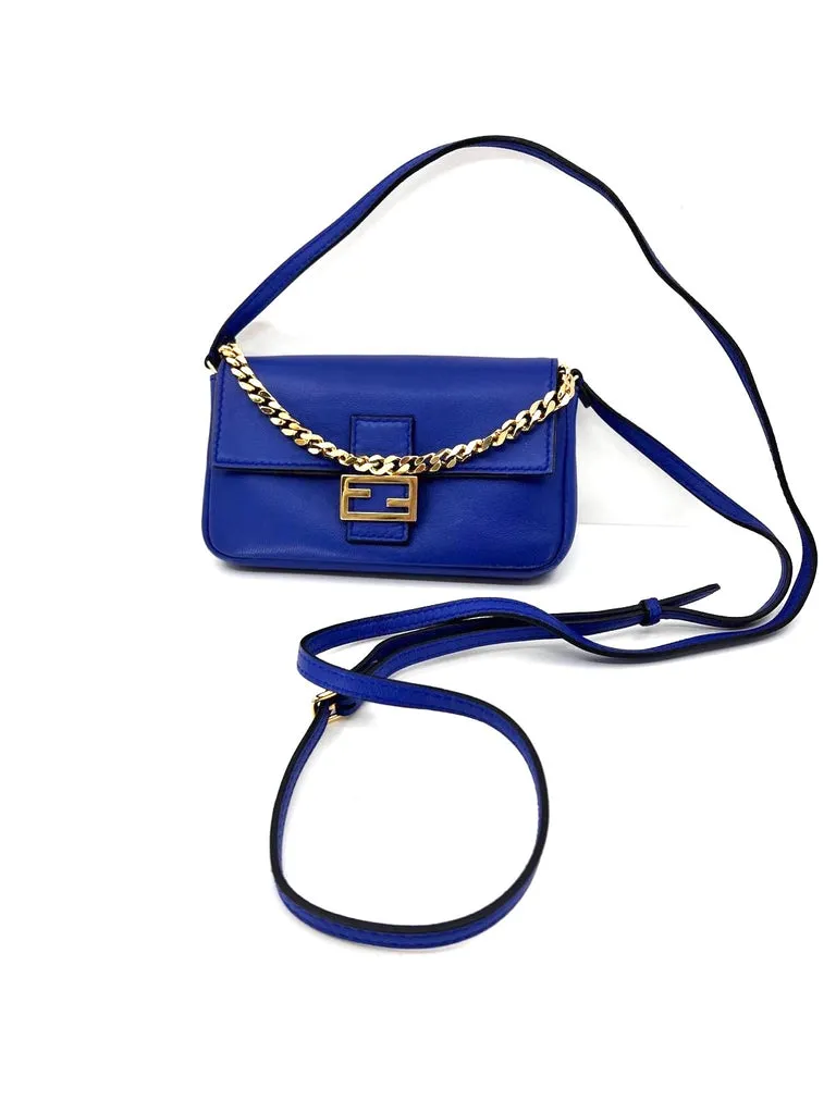 FENDI SHINY NAPPA LEATHER MICRO BAGUETTE BAG