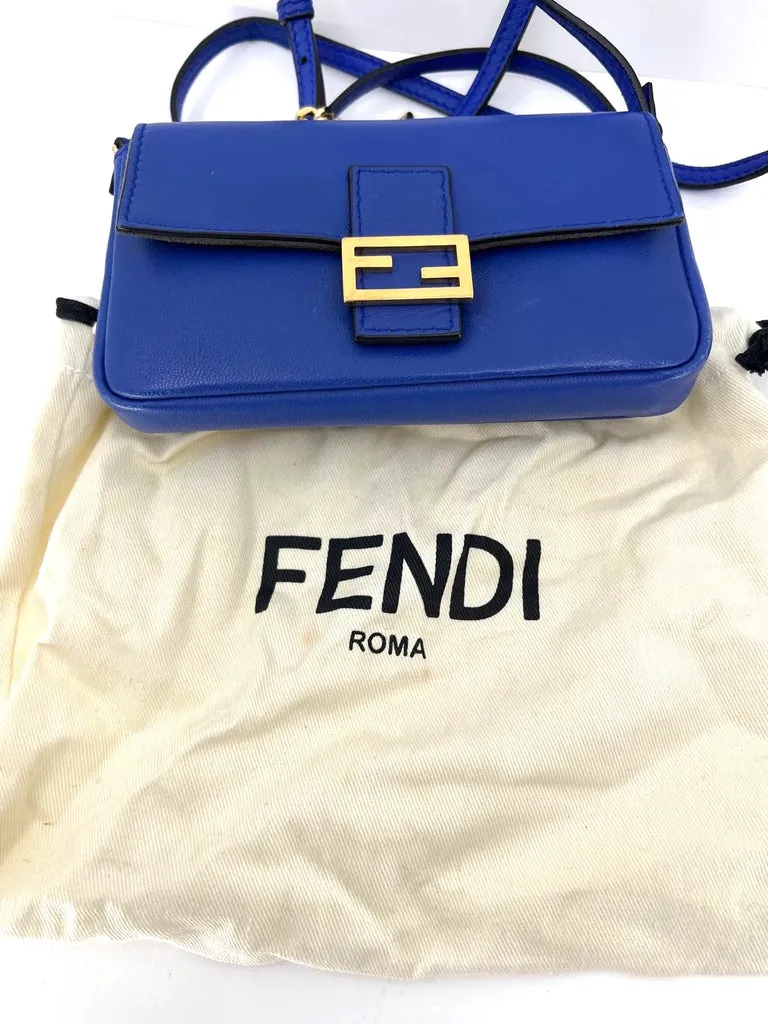 FENDI SHINY NAPPA LEATHER MICRO BAGUETTE BAG