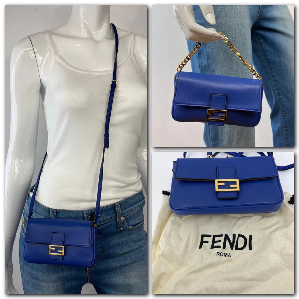 FENDI SHINY NAPPA LEATHER MICRO BAGUETTE BAG