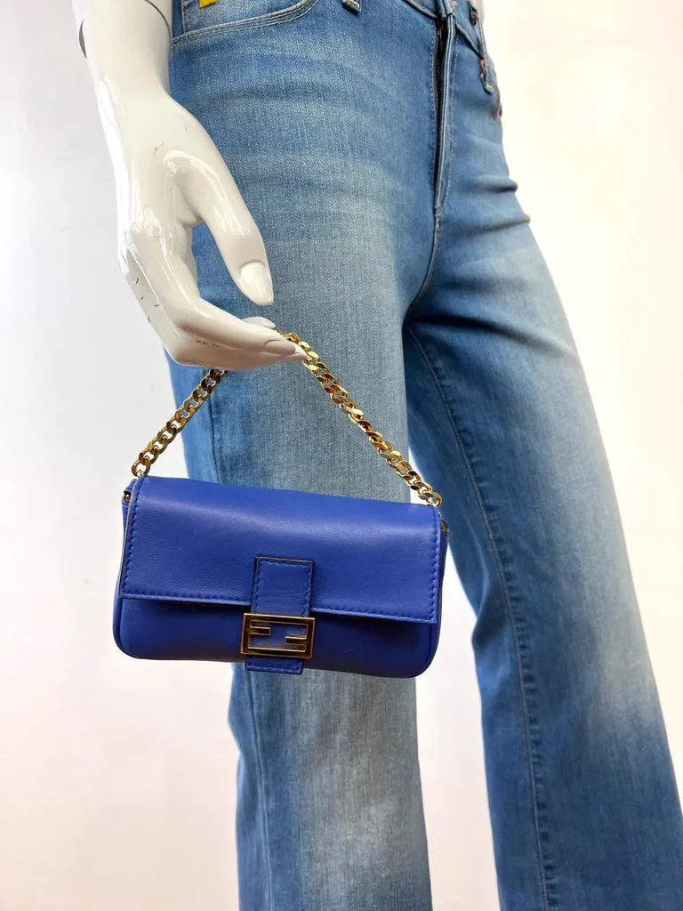 FENDI SHINY NAPPA LEATHER MICRO BAGUETTE BAG