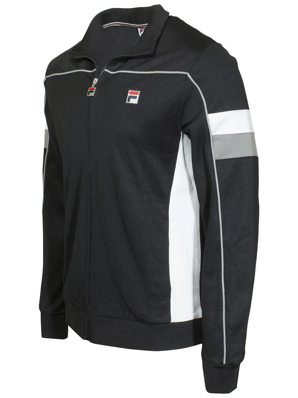 Fila Men's Slalom Zip-Up Track Jacket Knit Pique Black/White/Grey Sz: L LM932942