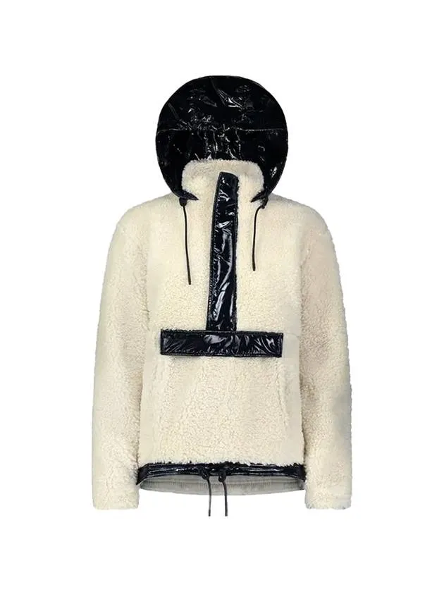 Fleece Shearling Anorak Hoodie Ivory