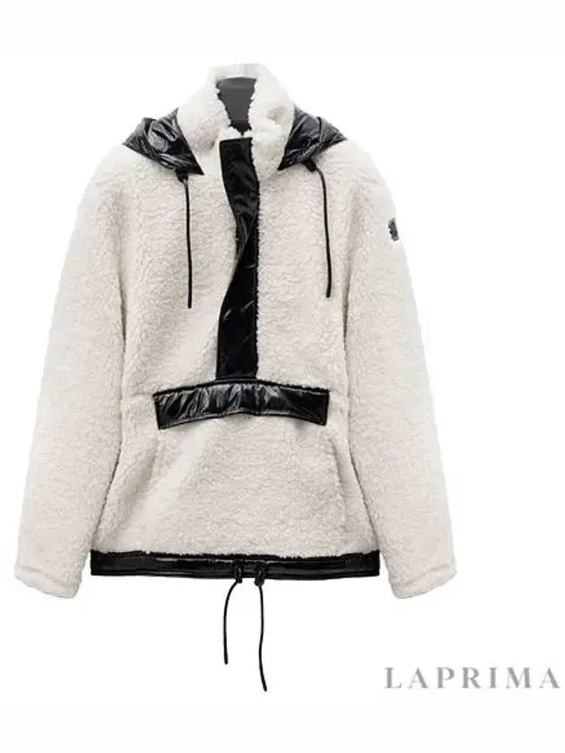 Fleece Shearling Anorak Hoodie Ivory