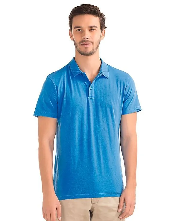 GAP Men Blue Vintage Wash Polo