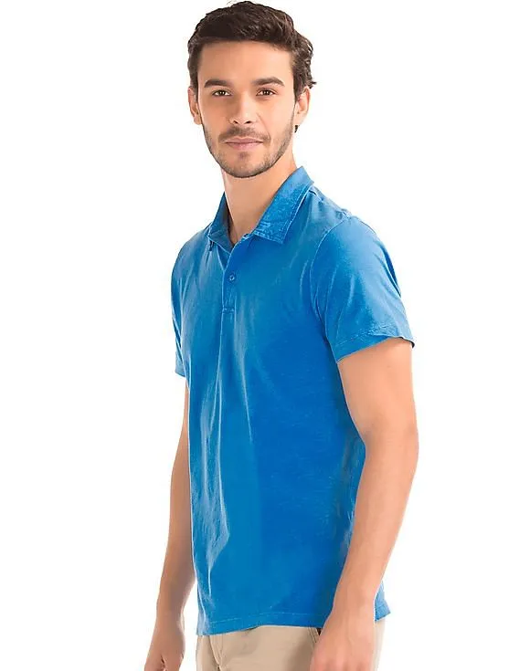 GAP Men Blue Vintage Wash Polo