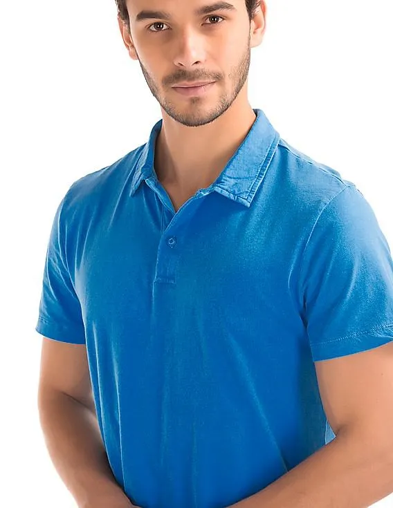 GAP Men Blue Vintage Wash Polo