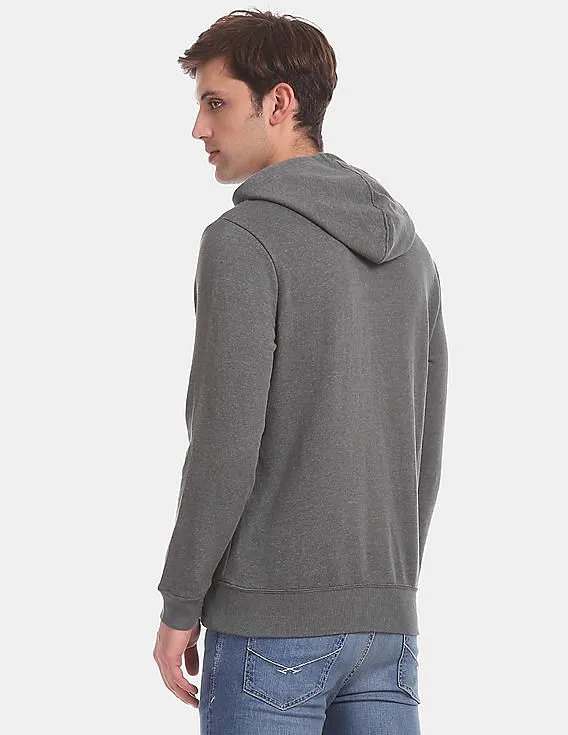 GAP Men Grey Logo Fleece Hooded Sweatshirt