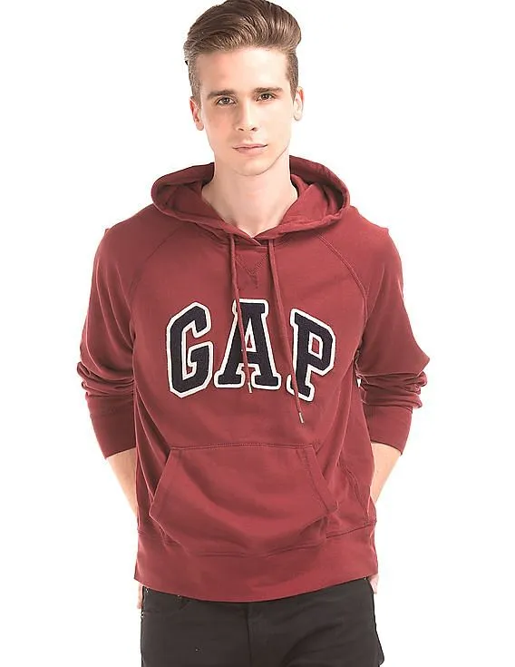 GAP Men Red Fleece Logo Hooded Sweatshirt