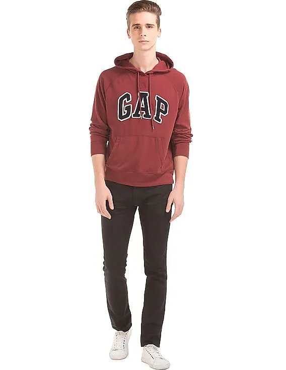 GAP Men Red Fleece Logo Hooded Sweatshirt