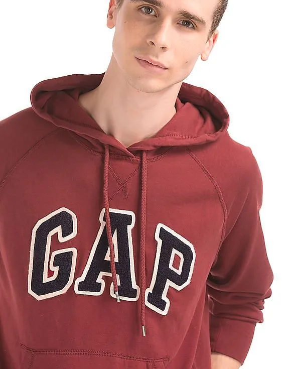 GAP Men Red Fleece Logo Hooded Sweatshirt