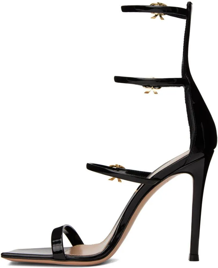 Gianvito Rossi Black Ribbon Uptown 105 Heeled Sandals