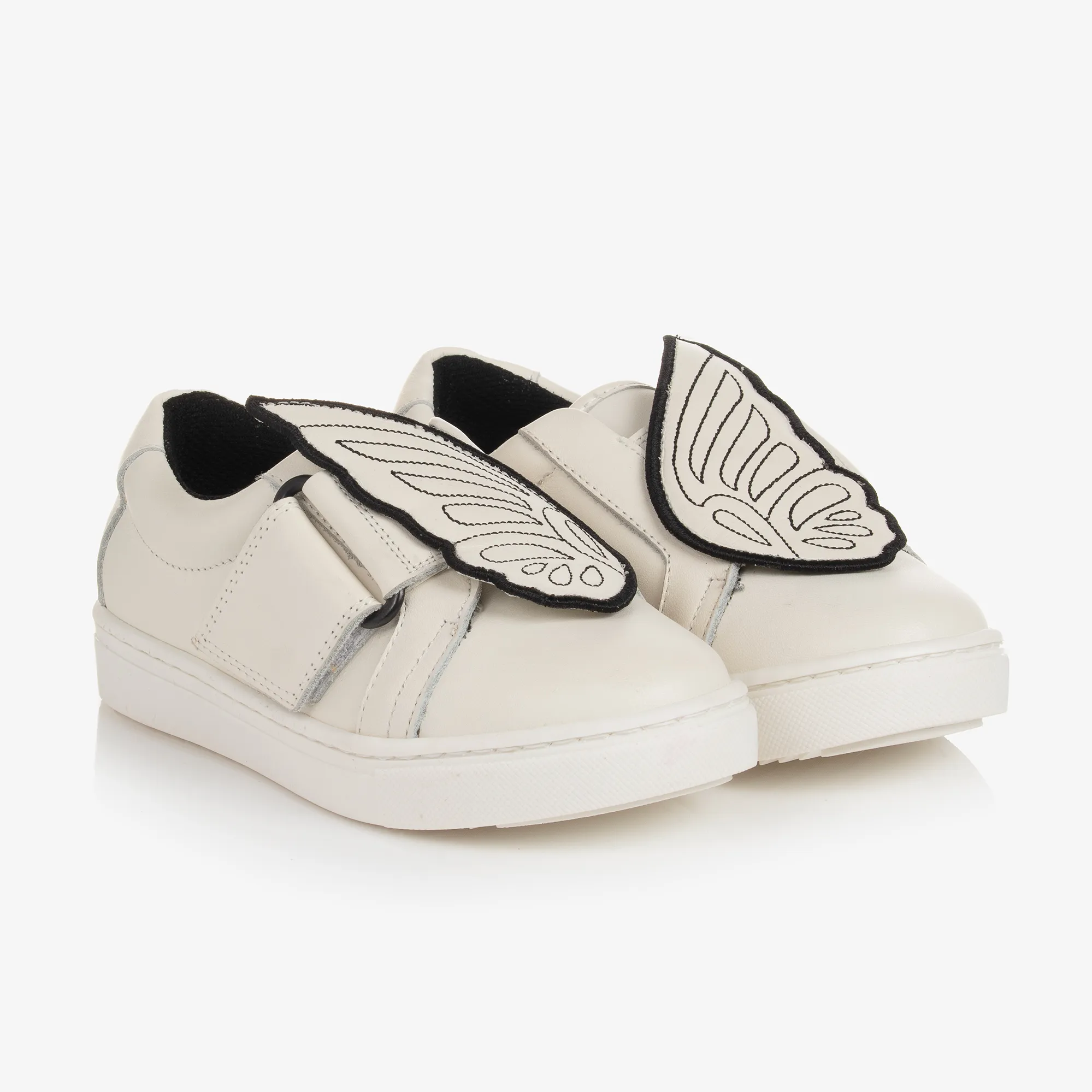 Girls White Leather Butterfly Trainers