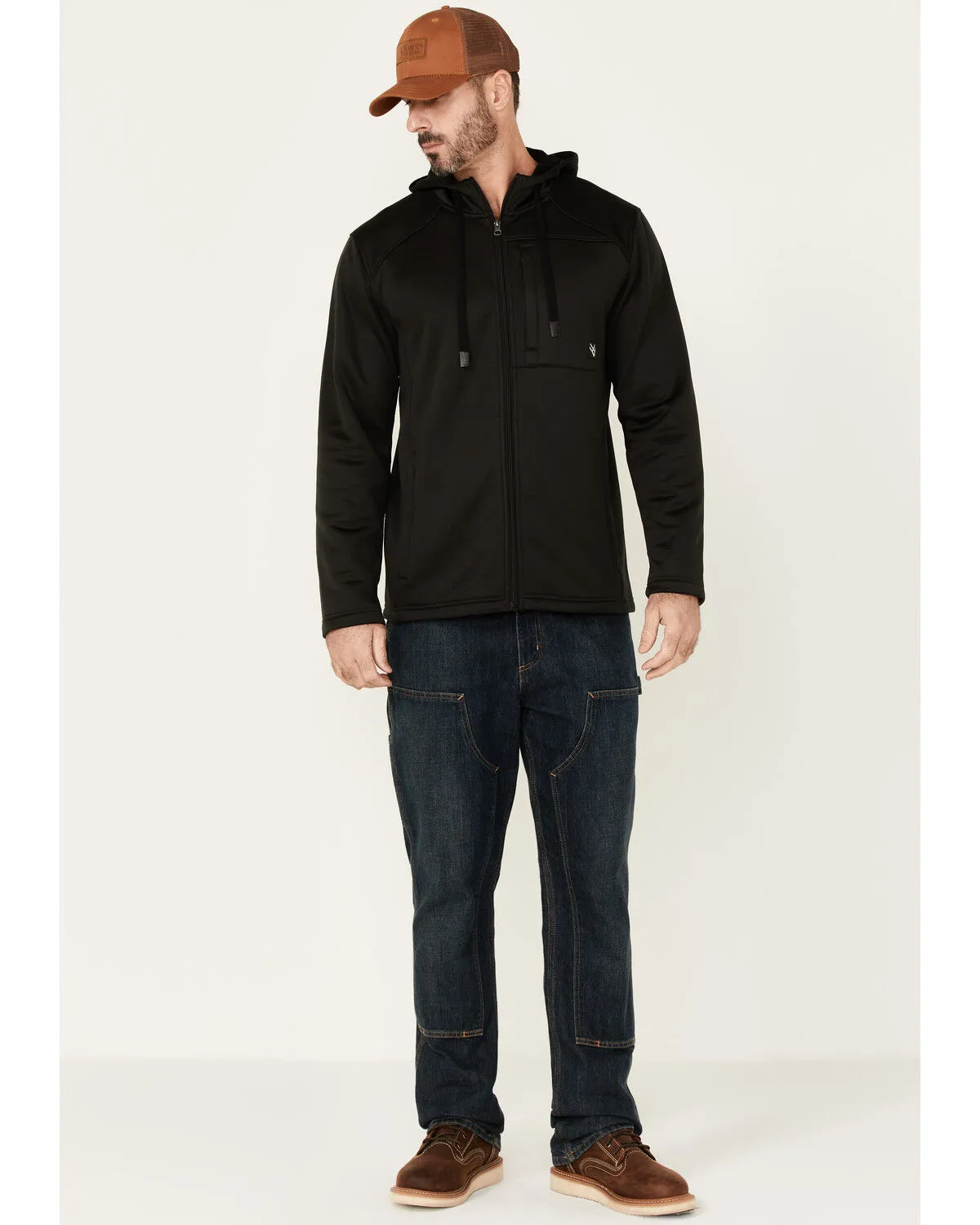 Hawx Men's Merrick Grid Back Zip-Front Fleece Hooded Work Jacket