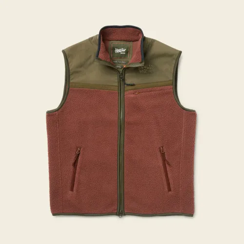 Howler Brothers Crozet Fleece Vest: Cherrywood / Olivetree