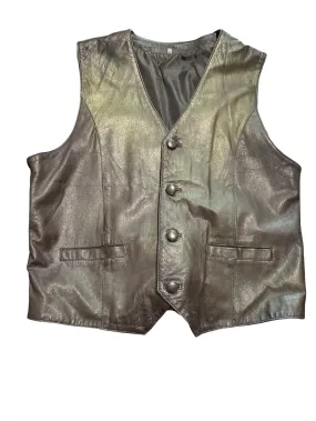 India Brown Vintage Men's Leather Brown Vest /XL