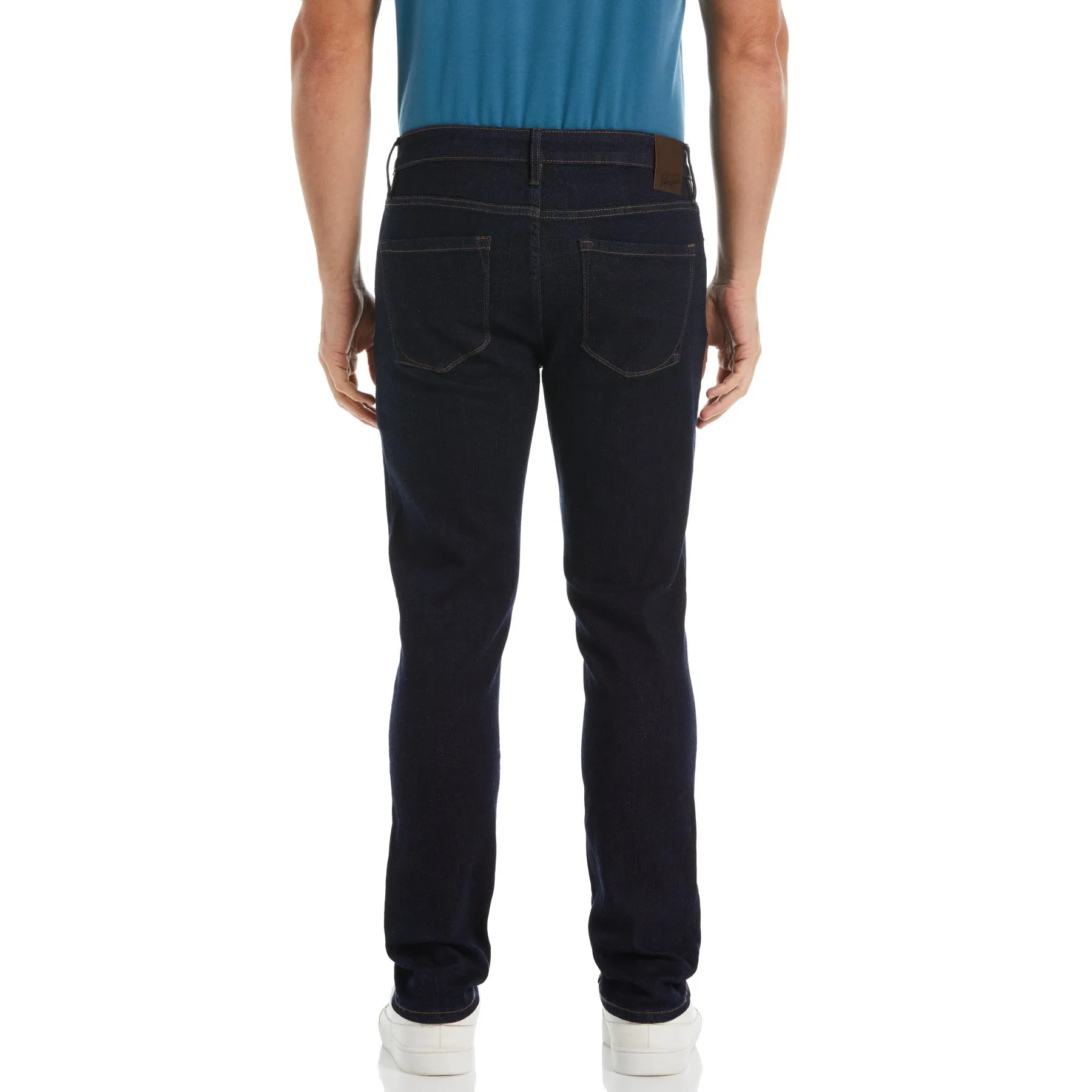 Indigo Rinse Slim Fit Stretch Denim Trousers In Dark Indigo