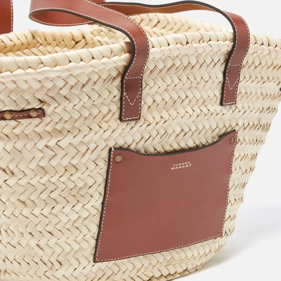 Isabel Marant Cadix Raffia and Leather Shoulder Bag | Coggles