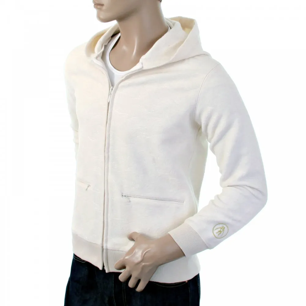 Ivory Wool Mix Regular Fit Zipped Front Hooded Jacket for Men