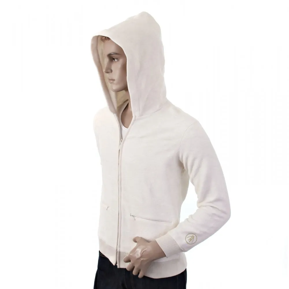 Ivory Wool Mix Regular Fit Zipped Front Hooded Jacket for Men