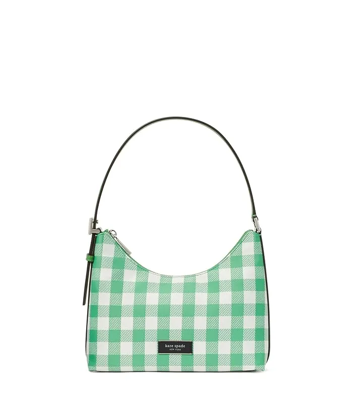 Kate Spade New York Sam Icon Gingham Printed Fabric Small Shoulder Bag