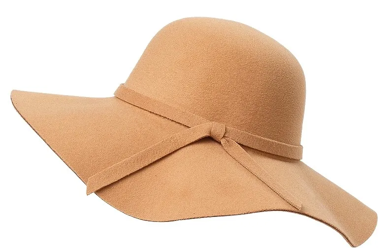 Khaki Broad Wide Brim Woolen Lady Hat