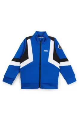 Kids' zip-up jacket with stripes and logo details