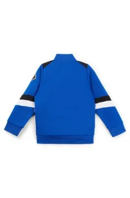 Kids' zip-up jacket with stripes and logo details