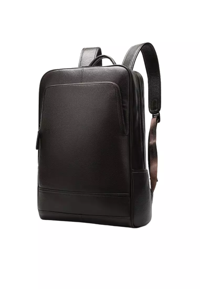 Lara Men's Retro Plain Cow Leather Business Backpack