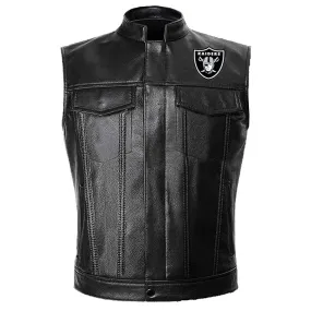 Las Vegas Raiders Black Leather Vest