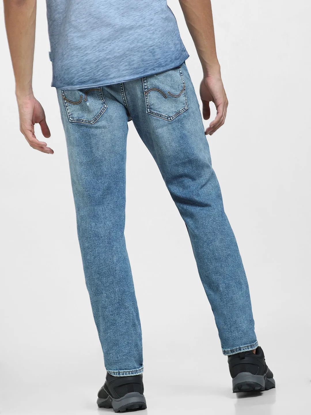 Light Blue Low Rise Distressed Tim Slim Fit Jeans