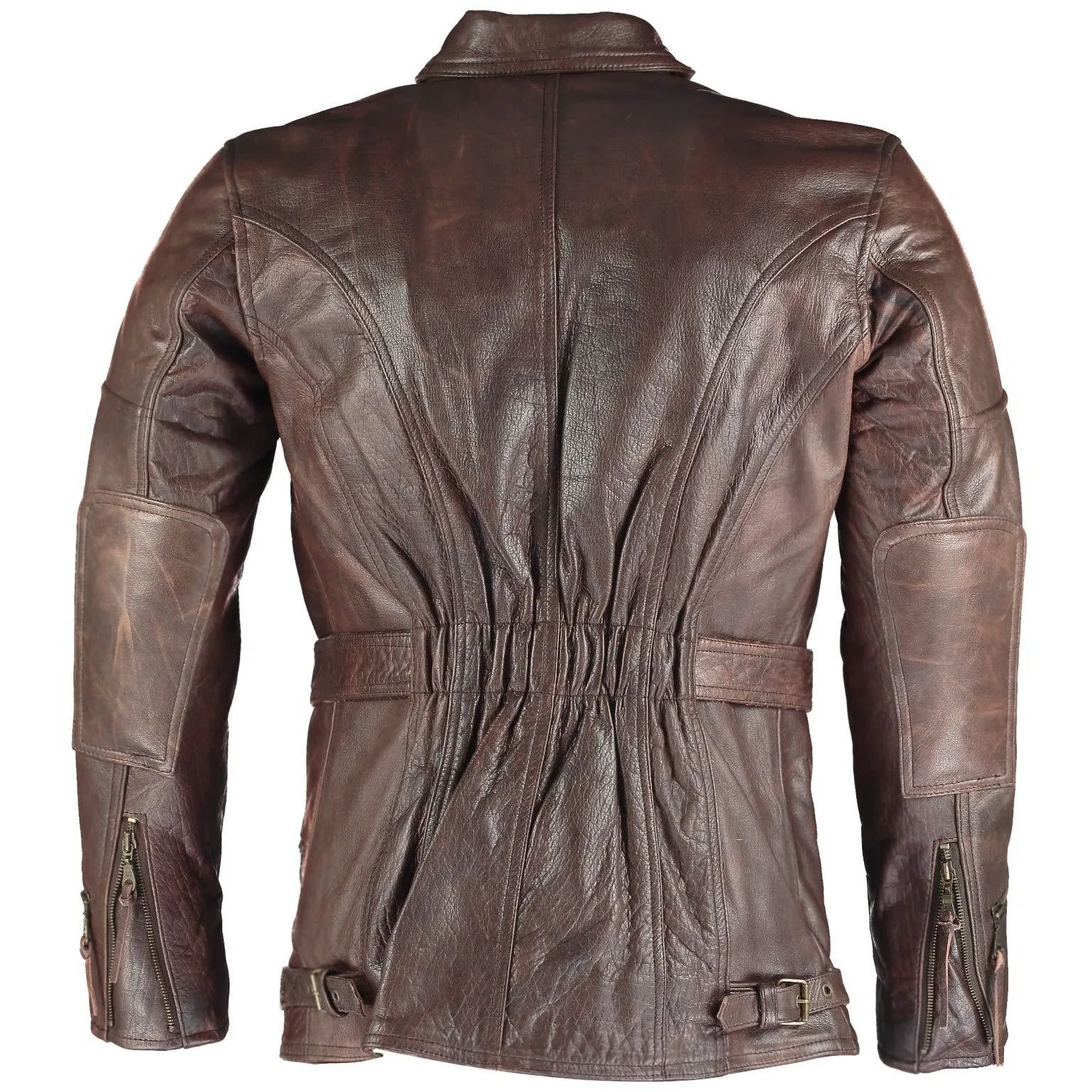 Long Eddie Dark Brown Belted Biker Leather Jacket