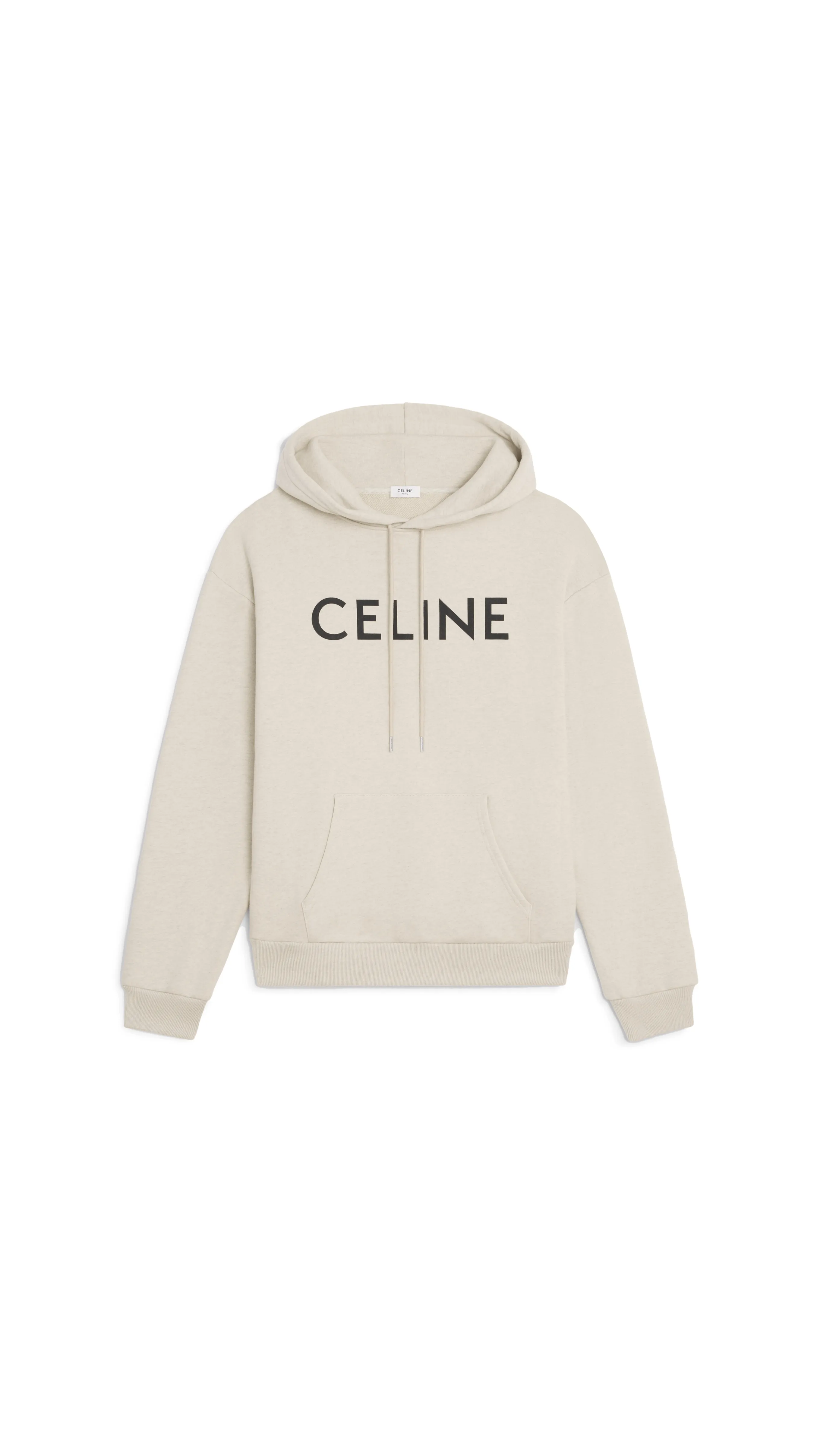 Loose Hoodie in Cotton Fleece - Cream/Black