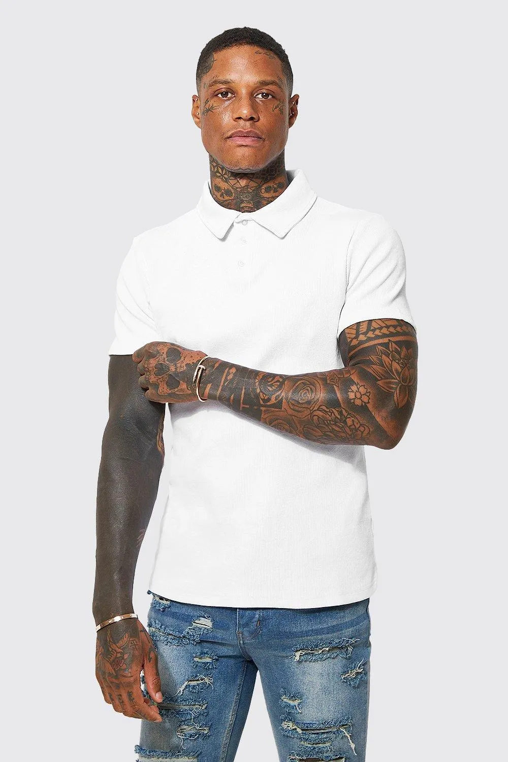 Man Jersey Rib Polo | boohooMAN UK