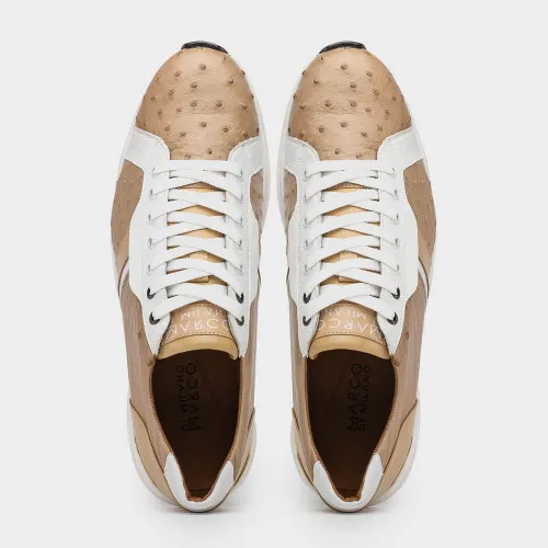 Marco Di Milano Lyon II Orix/White Ostrich and Calfskin Sneakers