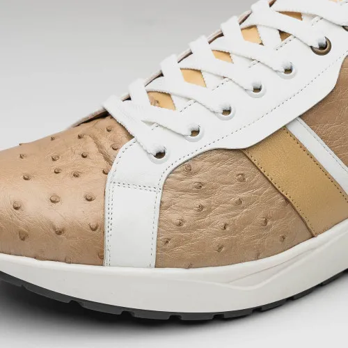 Marco Di Milano Lyon II Orix/White Ostrich and Calfskin Sneakers