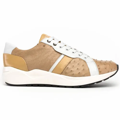 Marco Di Milano Lyon II Orix/White Ostrich and Calfskin Sneakers