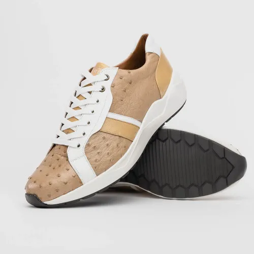 Marco Di Milano Lyon II Orix/White Ostrich and Calfskin Sneakers