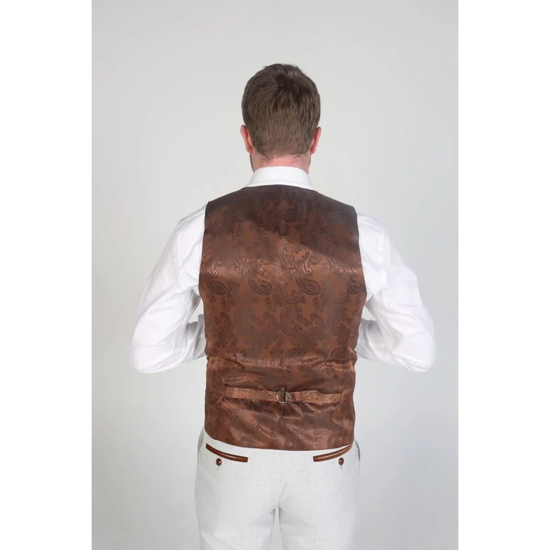 Mark - Men's Beige Check Waistcoat